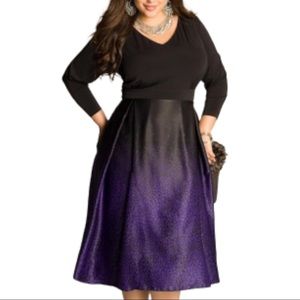 Igigi Anaitis Dress - Purple and Black Long Sleeve Stretch Formal Dress Size 12